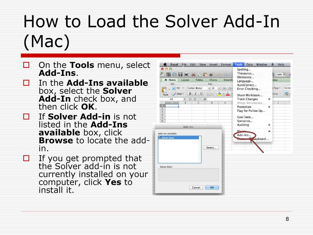 where is solver in excel for mac